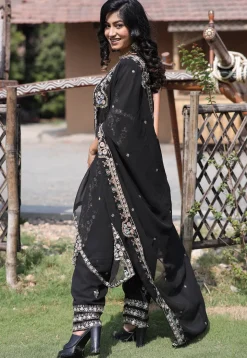 Embroidered Georgette Pakistani Suit in Black