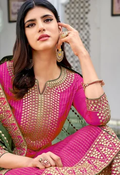 Embroidered Georgette Pakistani Suit in Pink