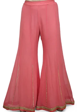Embroidered Georgette Palazzo in Pink