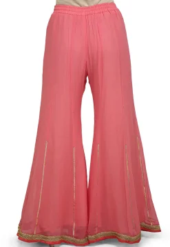 Embroidered Georgette Palazzo in Pink