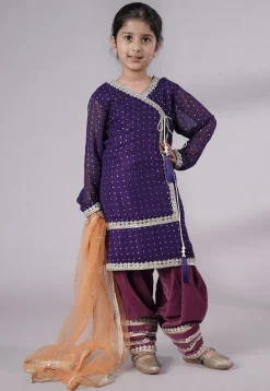 Embroidered Georgette Punjabi Suit in Dark Purple