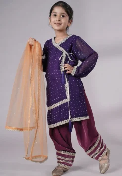 Embroidered Georgette Punjabi Suit in Dark Purple