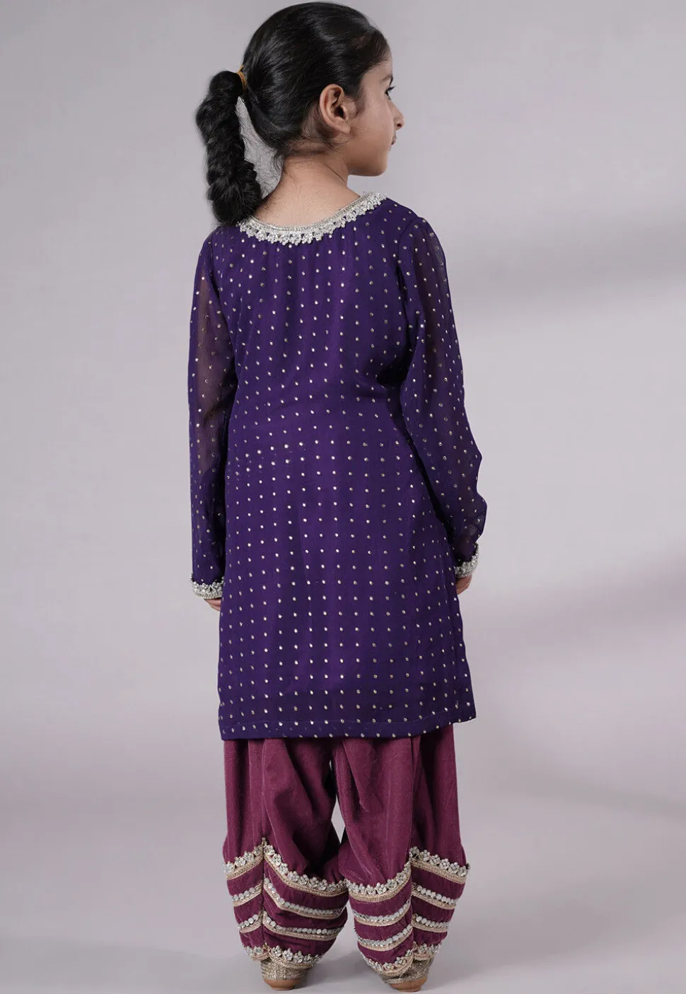 Embroidered Georgette Punjabi Suit in Dark Purple