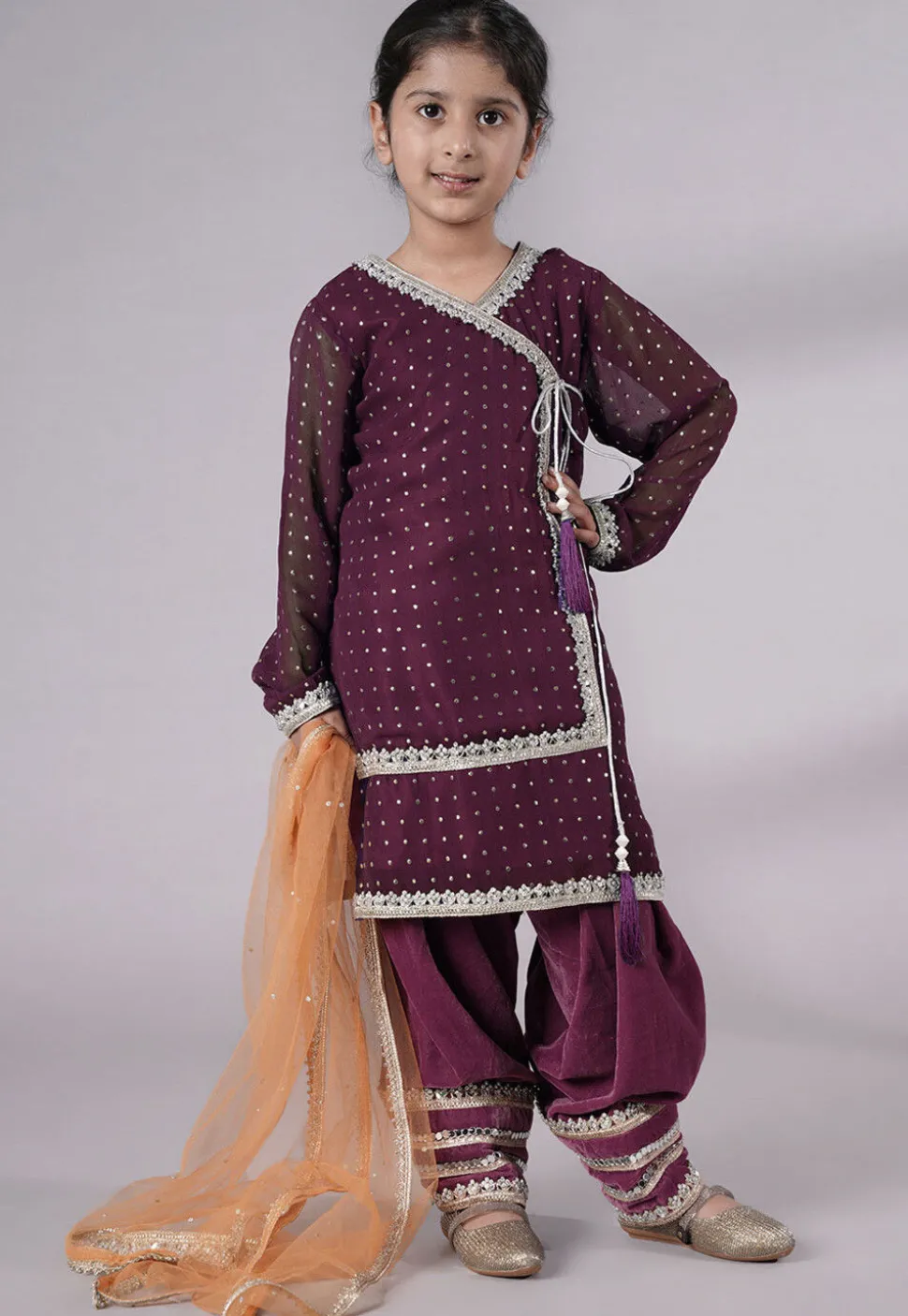 Embroidered Georgette Punjabi Suit in Purple