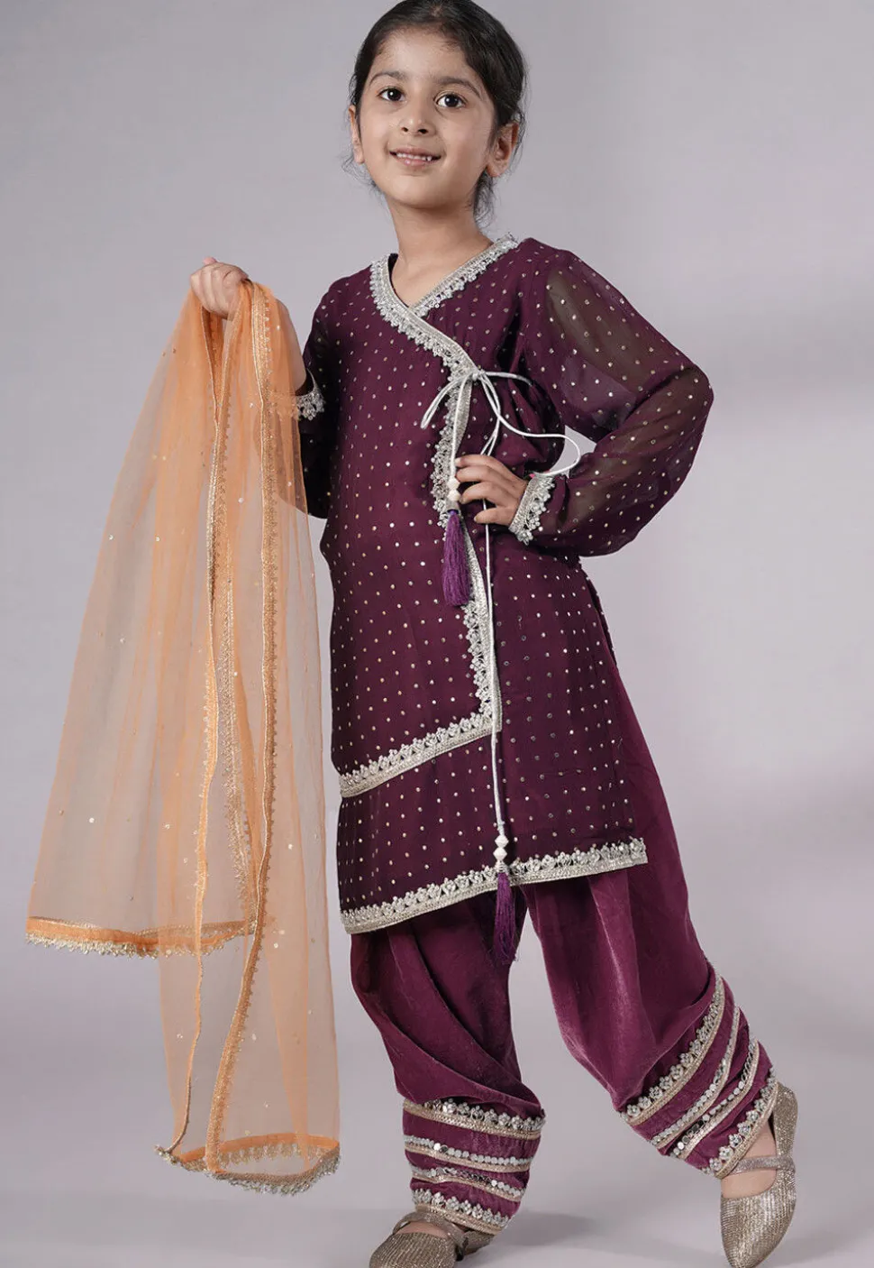 Embroidered Georgette Punjabi Suit in Purple