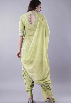 Embroidered Georgette Punjabi Suit in Light Green