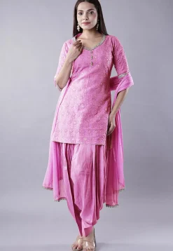Embroidered Georgette Punjabi Suit in Pink
