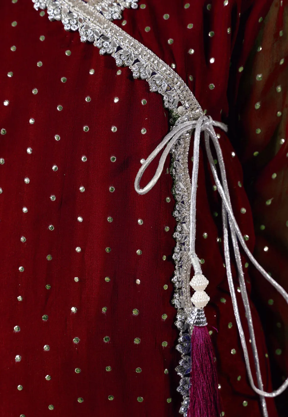 Embroidered Georgette Punjabi Suit in Maroon