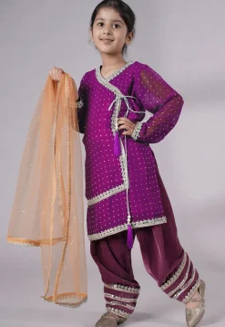 Embroidered Georgette Punjabi Suit in Magenta
