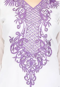 Embroidered Georgette Punjabi Suit in White