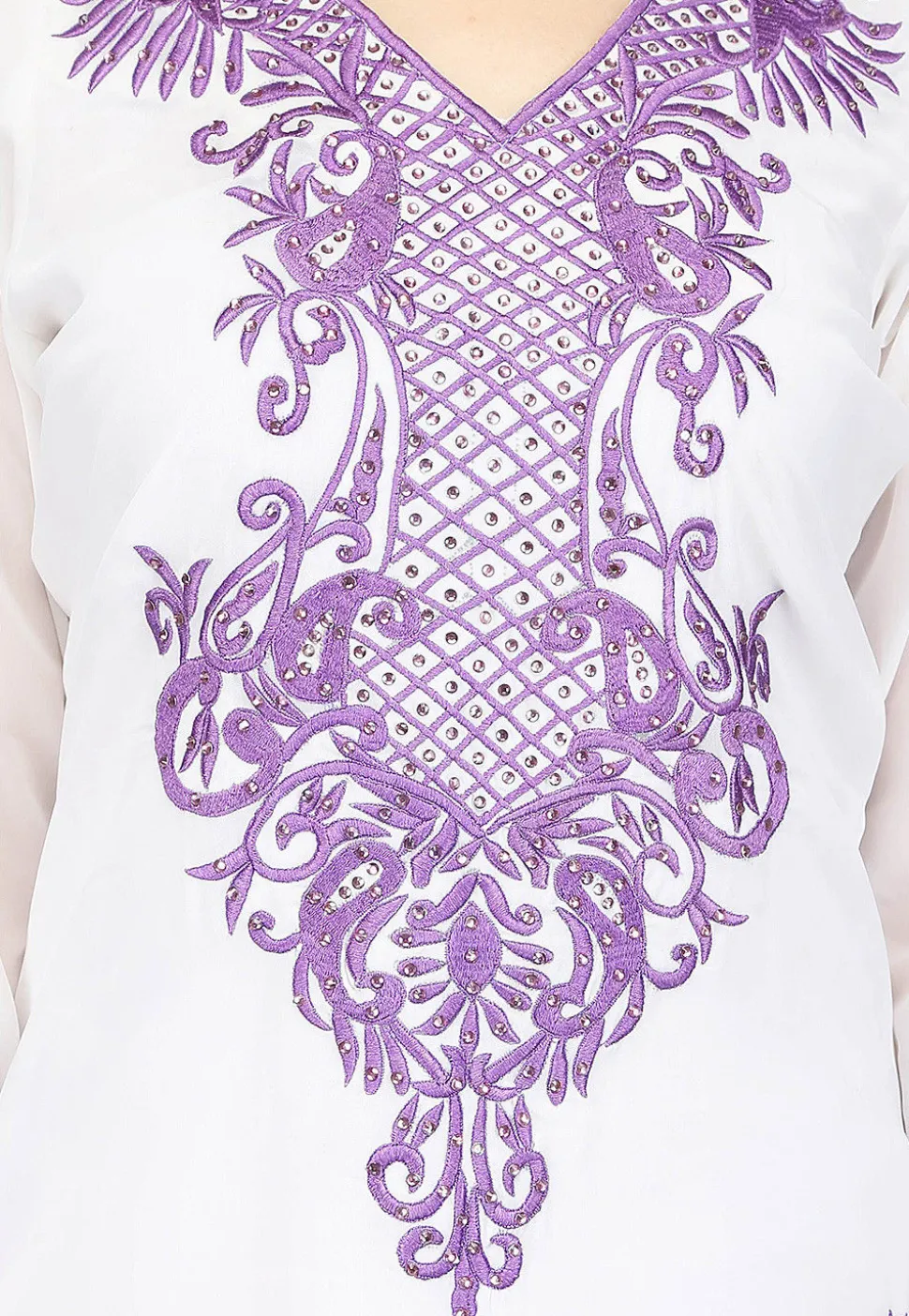 Embroidered Georgette Punjabi Suit in White