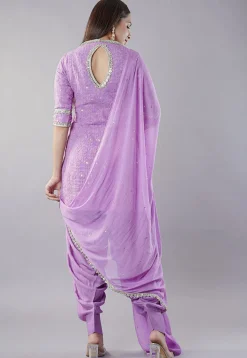 Embroidered Georgette Punjabi Suit in Light Purple