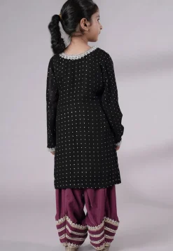 Embroidered Georgette Punjabi Suit in Black