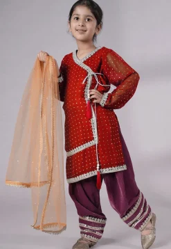 Embroidered Georgette Punjabi Suit in Red