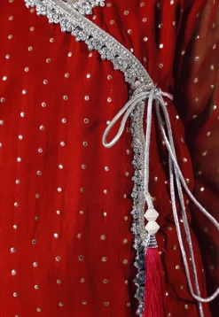 Embroidered Georgette Punjabi Suit in Red