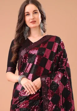Embroidered Georgette Saree in Black