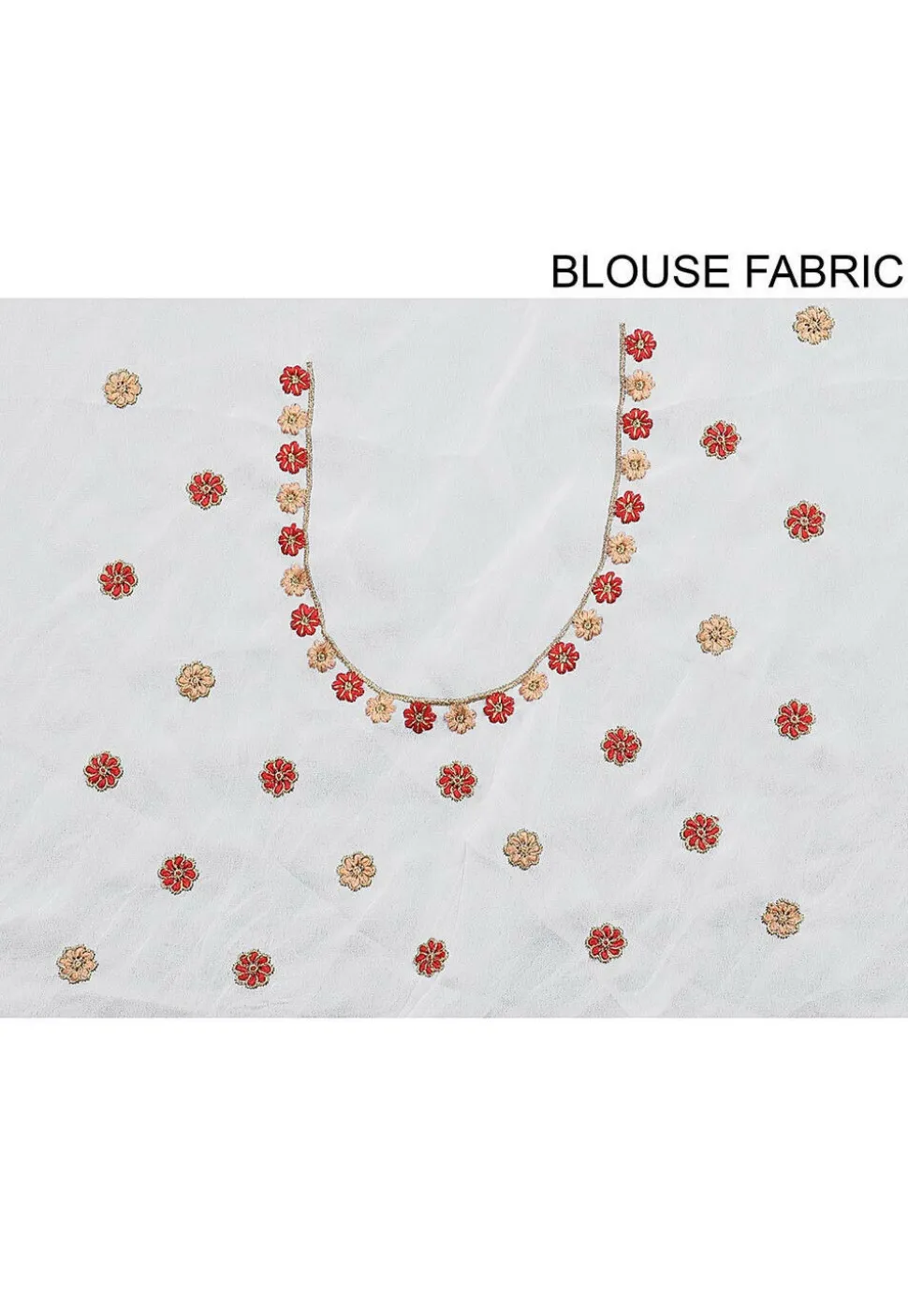 Embroidered Georgette Saree in Off White