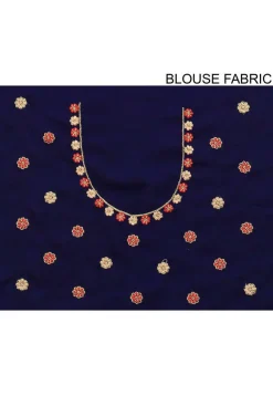 Embroidered Georgette Saree in Navy Blue