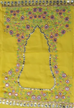 Embroidered Georgette Scalloped Lehenga in Yellow