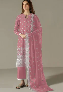 Embroidered Georgette Scalloped Pakistani Suit in Pink