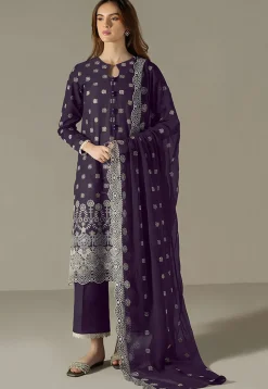 Embroidered Georgette Scalloped Pakistani Suit in Purple