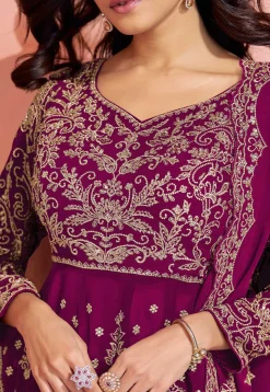 Embroidered Georgette Scalloped Pakistani Suit in Purple