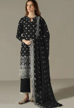 Embroidered Georgette Scalloped Pakistani Suit in Black