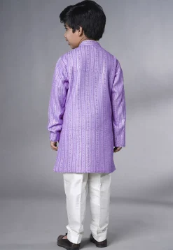 Embroidered Georgette Sherwani in Light Purple