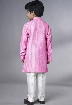 Embroidered Georgette Sherwani in Pink