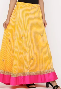 Embroidered Georgette Skirt in Yellow