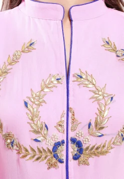 Embroidered Georgette Straight Suit in Pink