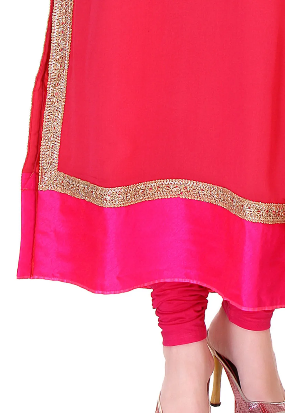 Embroidered Georgette Straight Cut Suit in Fuchsia