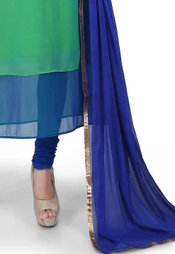 Embroidered Georgette Straight Suit in Green