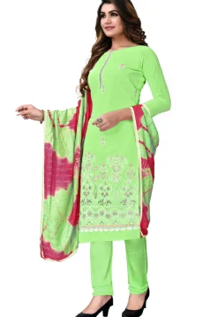 Embroidered Georgette Straight Suit in Light Green
