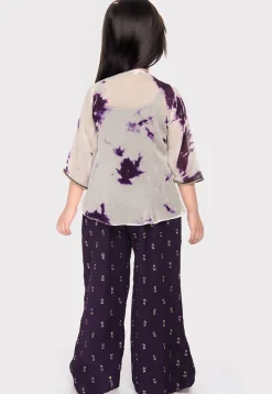 Embroidered Georgette Top Set in Wine