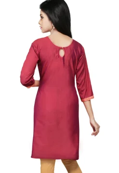 Embroidered Gotapatti Silk Kurti in Magenta