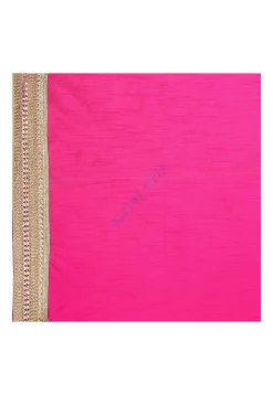 Embroidered Half N Half Georgette Saree in Navy Blue and Fuchsia