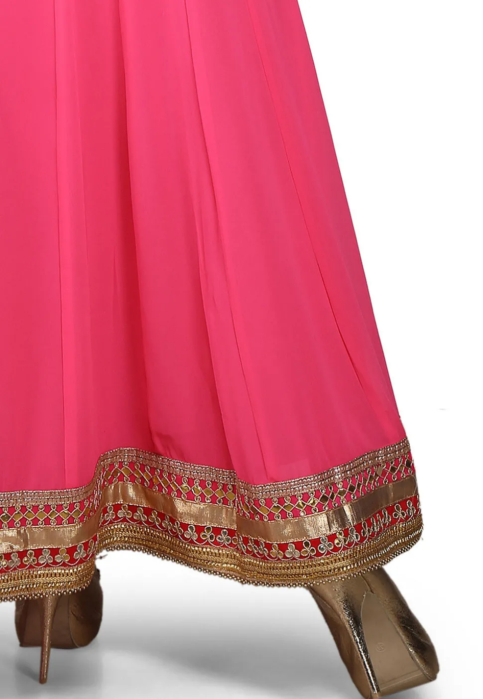 Embroidered Jacket Style Abaya Georgette Suit in Pink
