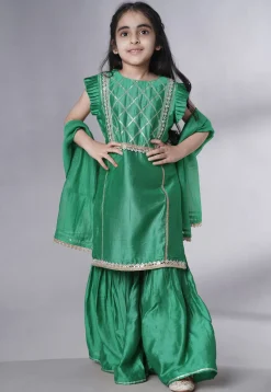 Embroidered Muslin Silk Pakistani Suit in Sea Green