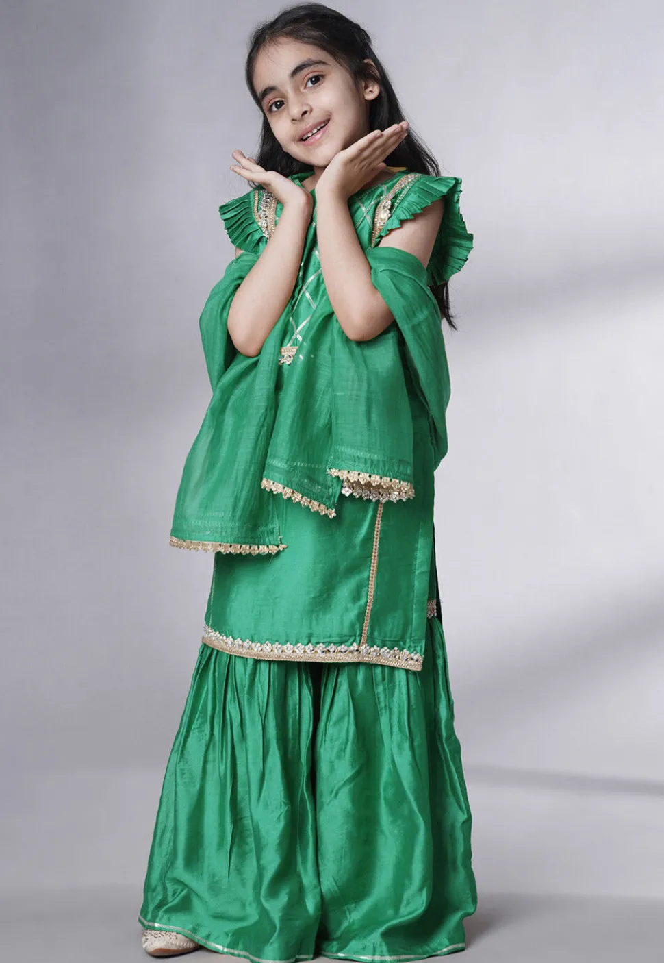 Embroidered Muslin Silk Pakistani Suit in Sea Green