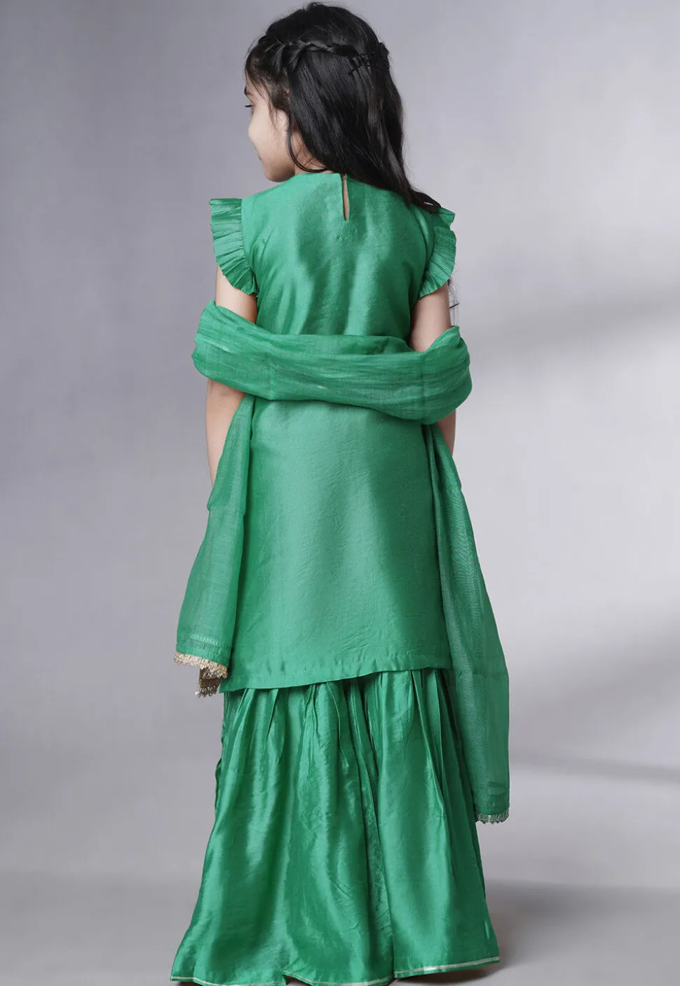 Embroidered Muslin Silk Pakistani Suit in Sea Green