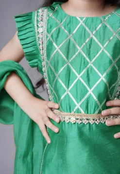 Embroidered Muslin Silk Pakistani Suit in Sea Green