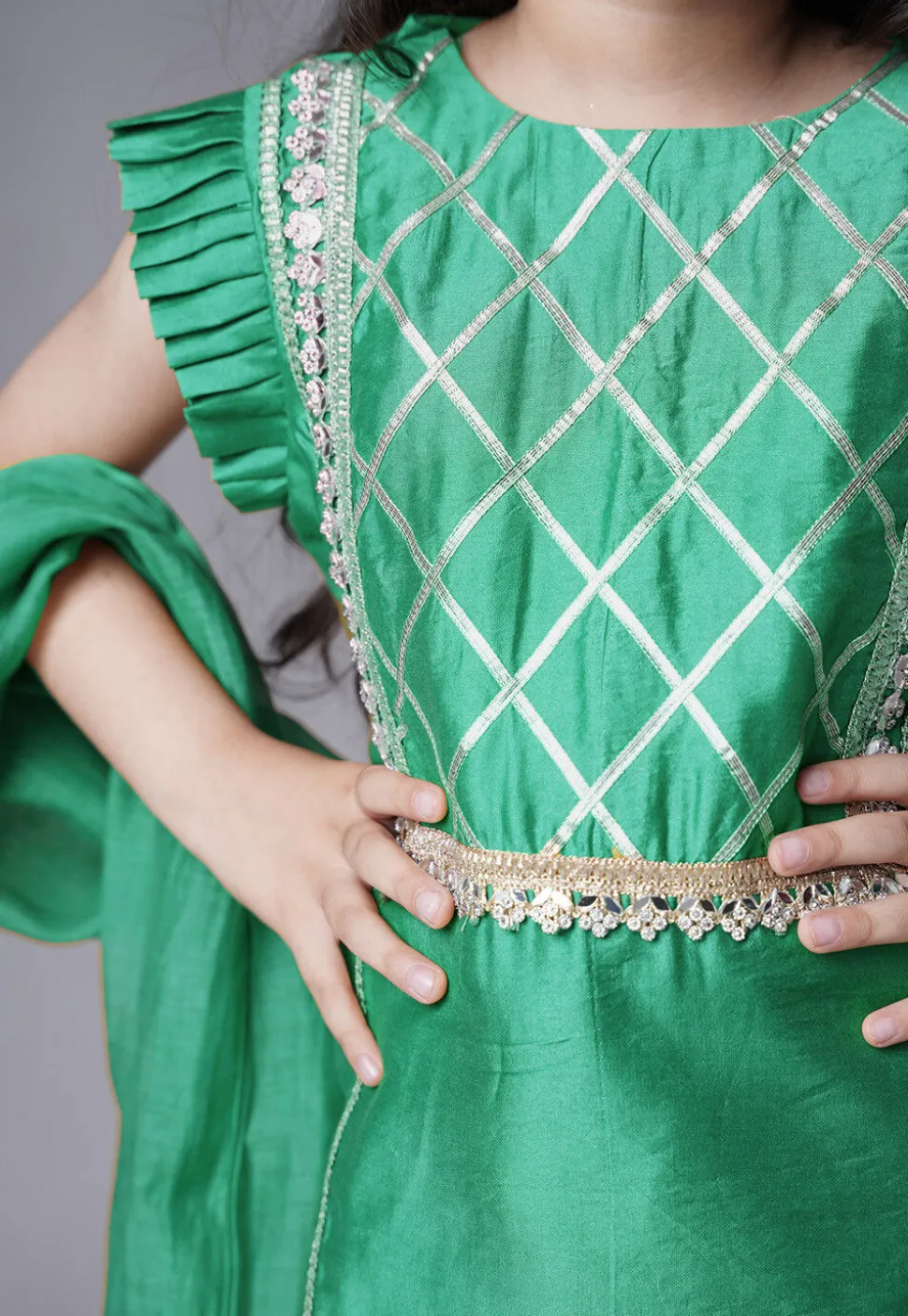 Embroidered Muslin Silk Pakistani Suit in Sea Green