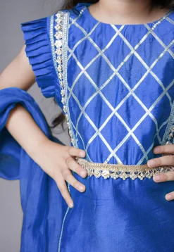 Embroidered Muslin Silk Pakistani Suit in Blue