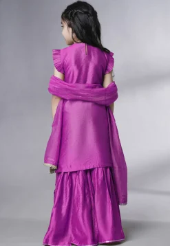 Embroidered Muslin Silk Pakistani Suit in Magenta