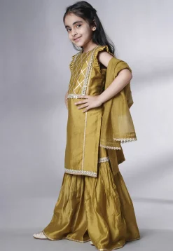 Embroidered Muslin Silk Pakistani Suit in Dusty Green