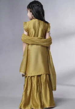 Embroidered Muslin Silk Pakistani Suit in Dusty Green