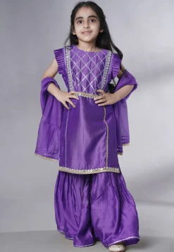 Embroidered Muslin Silk Pakistani Suit in Purple