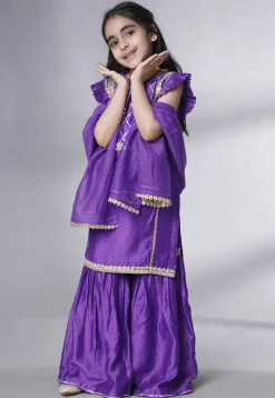 Embroidered Muslin Silk Pakistani Suit in Purple