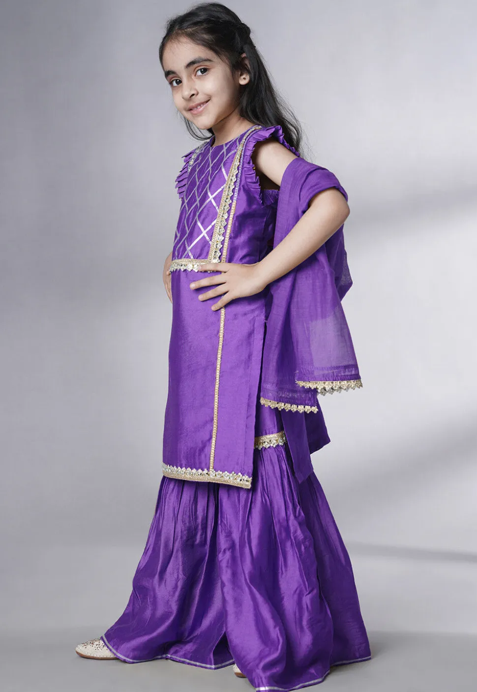 Embroidered Muslin Silk Pakistani Suit in Purple